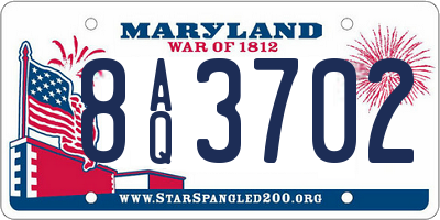 MD license plate 8AQ3702