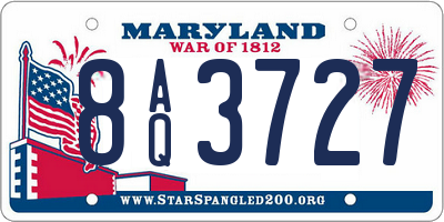 MD license plate 8AQ3727