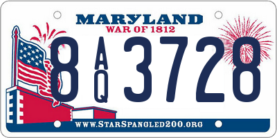 MD license plate 8AQ3728