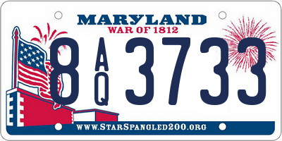 MD license plate 8AQ3733