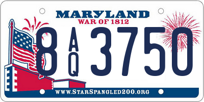 MD license plate 8AQ3750