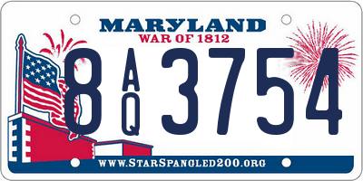 MD license plate 8AQ3754
