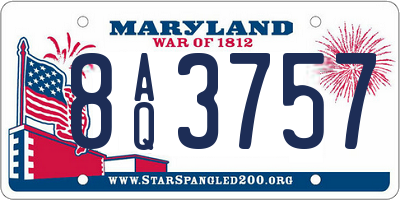 MD license plate 8AQ3757