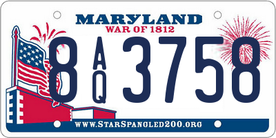 MD license plate 8AQ3758