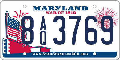MD license plate 8AQ3769