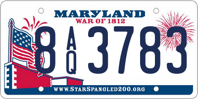 MD license plate 8AQ3783