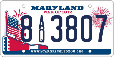 MD license plate 8AQ3807