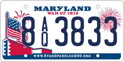 MD license plate 8AQ3833