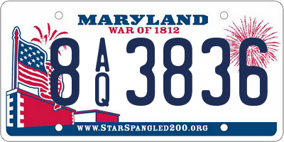 MD license plate 8AQ3836