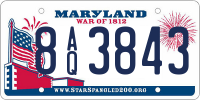 MD license plate 8AQ3843