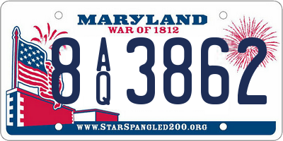 MD license plate 8AQ3862