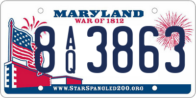 MD license plate 8AQ3863