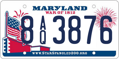 MD license plate 8AQ3876