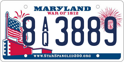 MD license plate 8AQ3889