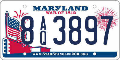 MD license plate 8AQ3897