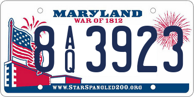 MD license plate 8AQ3923