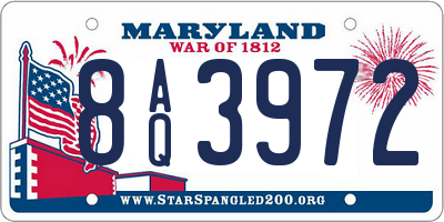 MD license plate 8AQ3972