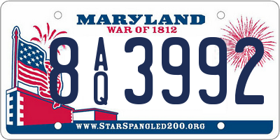MD license plate 8AQ3992