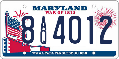 MD license plate 8AQ4012