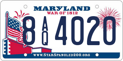 MD license plate 8AQ4020