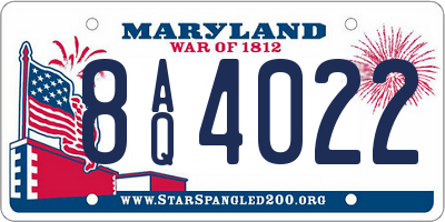 MD license plate 8AQ4022