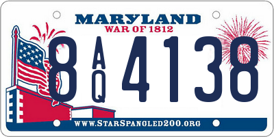 MD license plate 8AQ4138