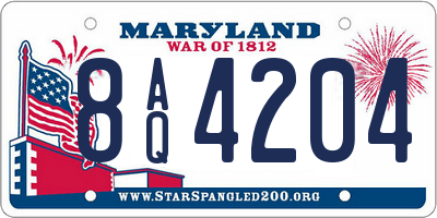 MD license plate 8AQ4204