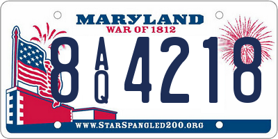 MD license plate 8AQ4218