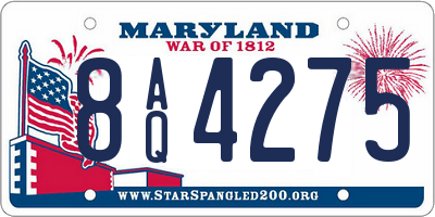 MD license plate 8AQ4275