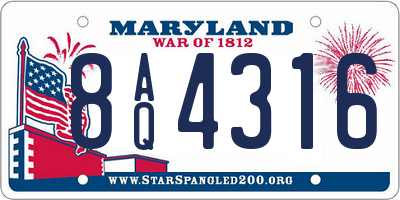 MD license plate 8AQ4316
