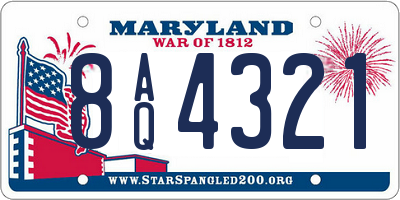 MD license plate 8AQ4321