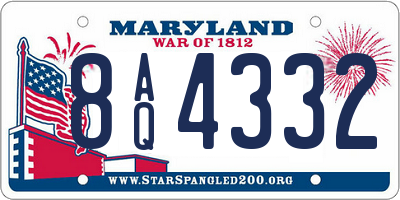 MD license plate 8AQ4332