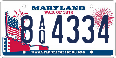 MD license plate 8AQ4334