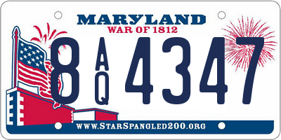 MD license plate 8AQ4347