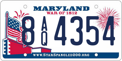MD license plate 8AQ4354