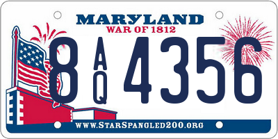 MD license plate 8AQ4356