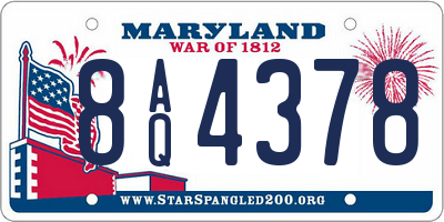 MD license plate 8AQ4378