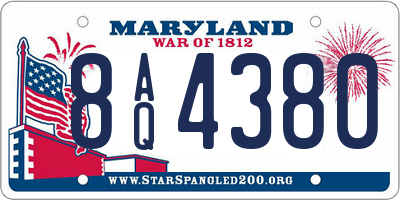 MD license plate 8AQ4380