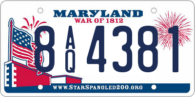 MD license plate 8AQ4381