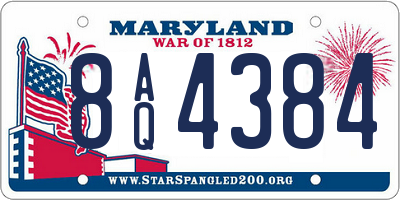 MD license plate 8AQ4384