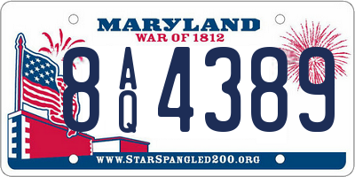 MD license plate 8AQ4389