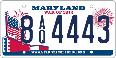 MD license plate 8AQ4443