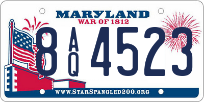 MD license plate 8AQ4523