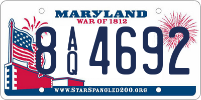MD license plate 8AQ4692
