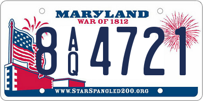 MD license plate 8AQ4721