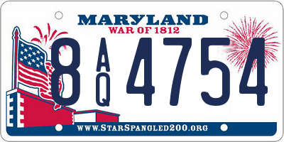 MD license plate 8AQ4754