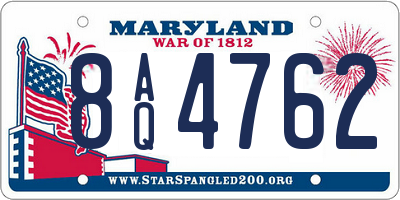 MD license plate 8AQ4762