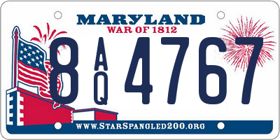 MD license plate 8AQ4767
