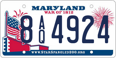 MD license plate 8AQ4924