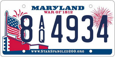 MD license plate 8AQ4934